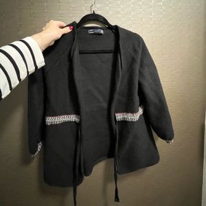 Zara black wool jacket waist adjustable size M